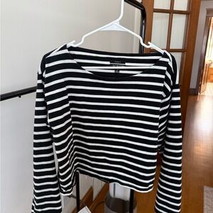 Black and White Striped Women's Top